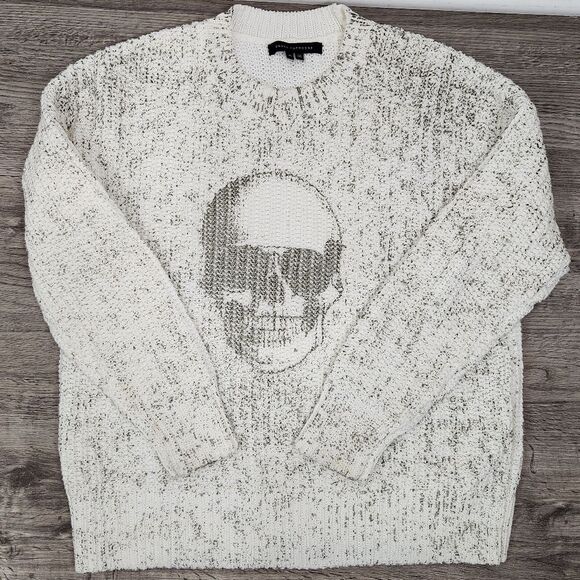Skull Cashmere Sweater Size XS - Med Oversized Cotton Chunky White whimsigoth - Picture 1 of 14